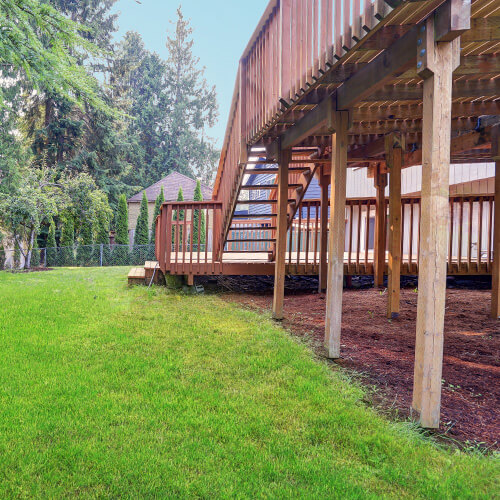 backyard deck built on helical piles