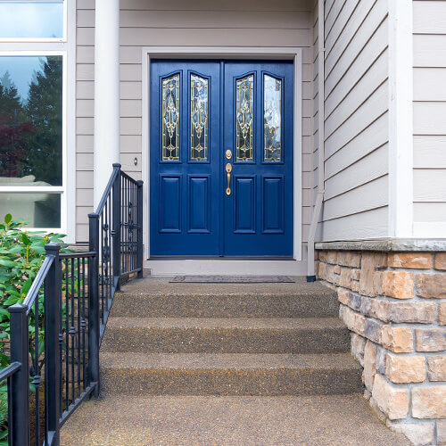 A pre-cast concrete staircase at a Fort McMurray residential home